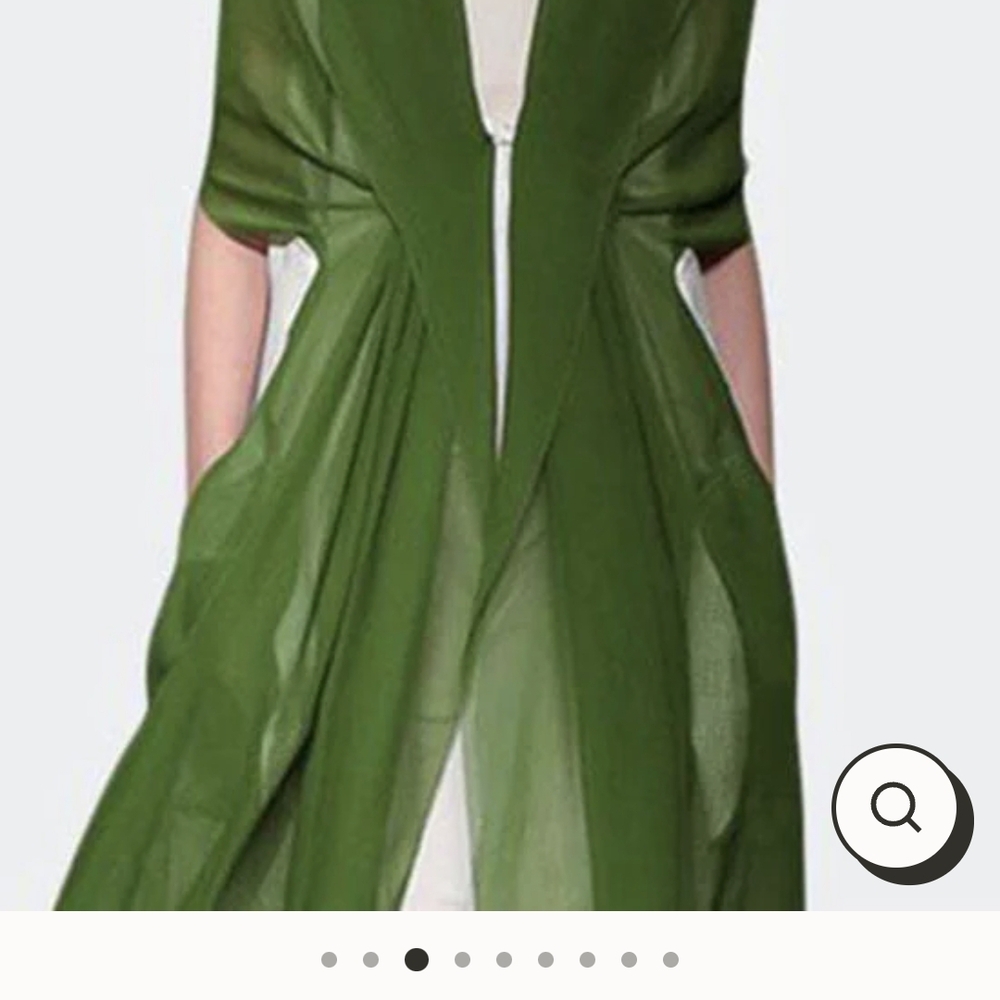 Elegant Green Sheer Long Cardigan - Picture 4 of 8